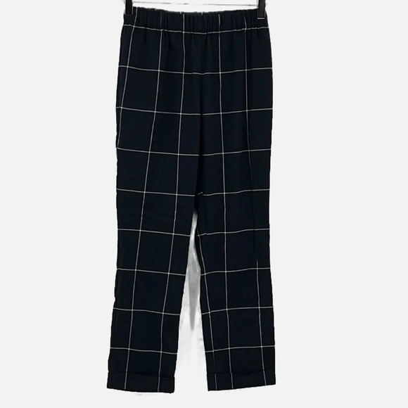 Oak + Fort Elastic Waist Pull On Windowpane Plaid Cuffed Pants - Size XS - Picture 1 of 7